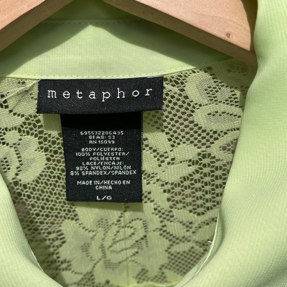 Metaphor Light Yellow Sheer & Lace Blouse Open Back Design Women’s Large NWT - Picture 10 of 16